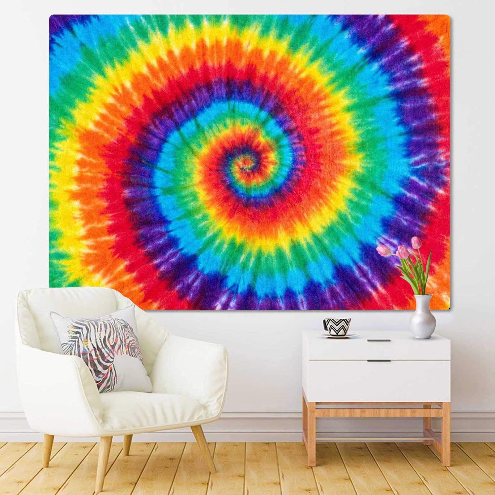 Amazon.co.jp: breezatタペストリーColorful Rainbow Spiral Tie Dye